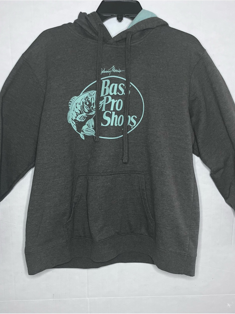 Bass Charcoal Hoodie with Aqua Logo